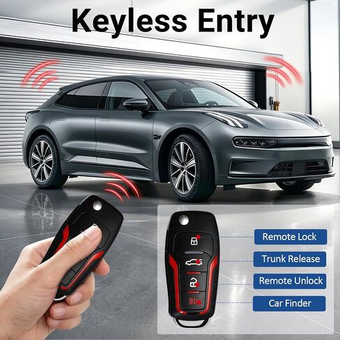 Universal Remote Start Kit with Push Start Button, Keyless Entry System, Bluetooth App Control, Car Alarm System, Push to Start Conversion Kit, Smart Keyless Ignition for 12V Vehicles in Kuwait