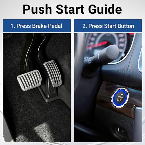 Universal Remote Start Kit with Push Start Button, Keyless Entry System, Bluetooth App Control, Car Alarm System, Push to Start Conversion Kit, Smart Keyless Ignition for 12V Vehicles in Kuwait