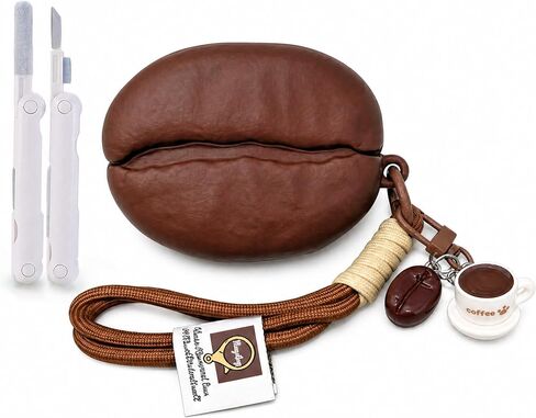 Cute Coffee Bean Shaped Silicone Earbuds Case, Mini 3D Coffee Bean Protective Cover, Shockproof Soft Earphone Shell with Keychain for AirPods 4 in Kuwait