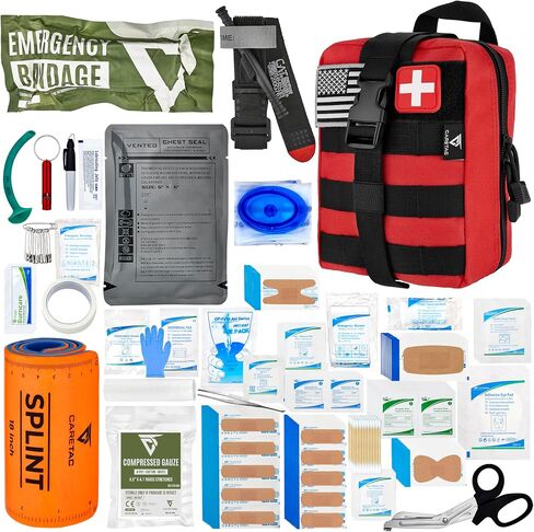 CareTac IFAK Trauma & First Aid Kit with CAT Gen 7 Tourniquet – Military-Grade Tactical Medical Kit Includes Israeli Bandage, Chest Seal, Splint & CPR Mask for Bleed Control, Gunshot Wounds & More in Kuwait