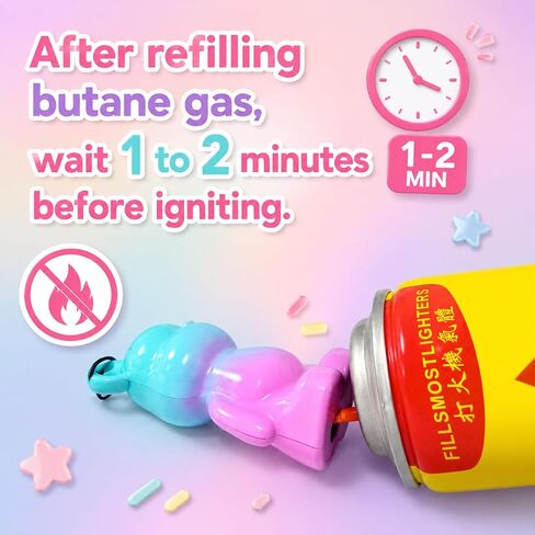 Bear Shaped Torch Lighter Keychain, Novelty Cool Refillable Butane Lighters with Pink Flame,Jet Flame for Candles Grill BBQ Fireworks Camping (NO PREFILLED) in Kuwait