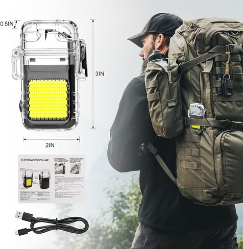 2 Pack Waterproof Dual Arc Plasma Lighter with 3-Mode Flashlight in Kuwait