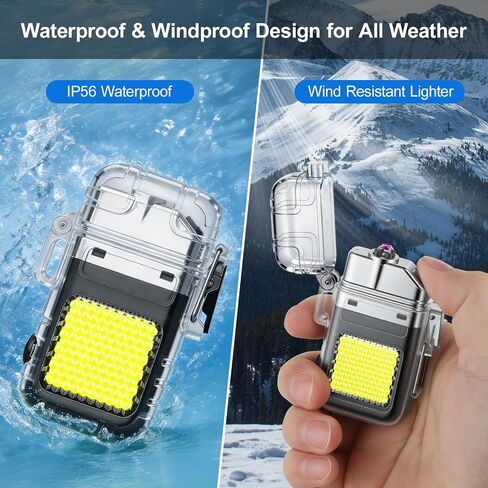 2 Pack Waterproof Dual Arc Plasma Lighter with 3-Mode Flashlight in Kuwait
