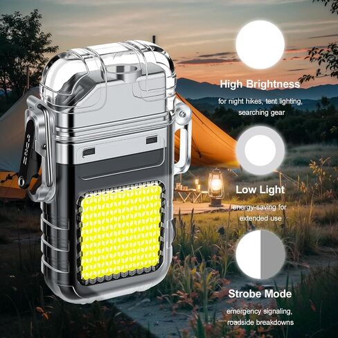 2 Pack Waterproof Dual Arc Plasma Lighter with 3-Mode Flashlight in Kuwait