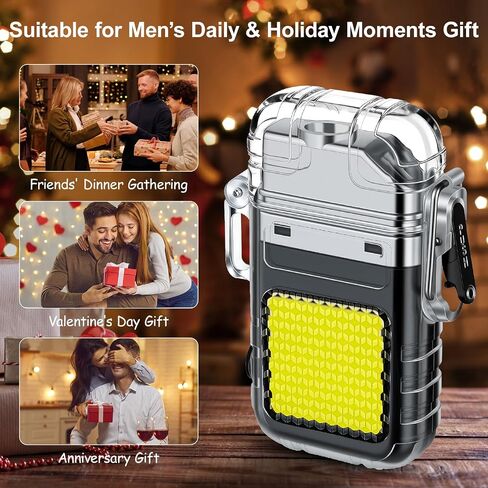 2 Pack Waterproof Dual Arc Plasma Lighter with 3-Mode Flashlight in Kuwait
