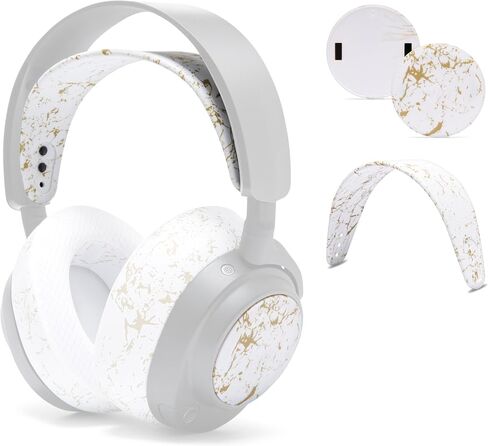 WC Arctis Nova Accessory Bundle Pack - Silicone Headband and Side Speaker Plate Upgrade for Arctis Nova Headsets by Wicked Cushions | Gold Marble in Kuwait