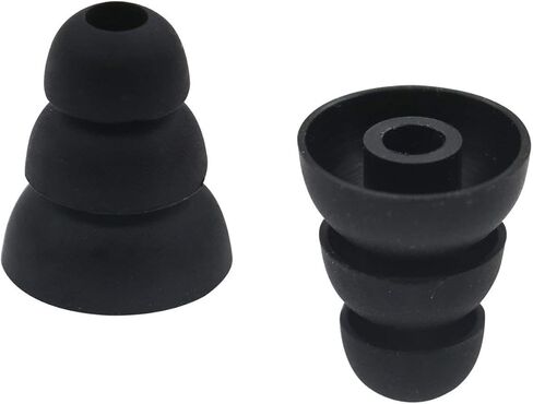 6 Pairs Replacement Triple Flange Conical Ear Tips Earbuds Eartips Silicone Buds for Most in Ear Headphones (Sony Senso Powerbeats Jaybird etc.) Black [S/M/L 3 Size] (3flange Tips 3) in Kuwait