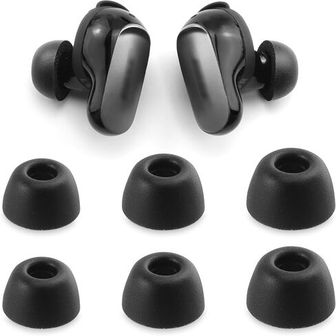 Replacement Foam Ear Tips for Bose QuietComfort Ultra Bluetooth Earbuds, Ultimate Comfort, 3 Pairs (Black, Assorted S/M/L) in Kuwait