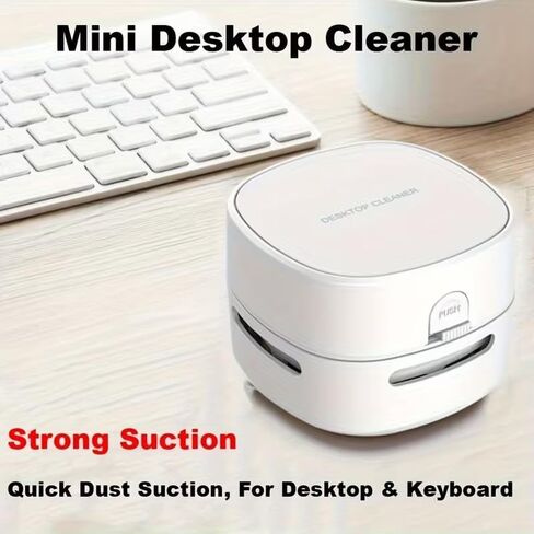 1Pc Handheld Wireless Desktop Vacuum Cleaner, Portable Smart Robotic Duster for Home Office and Study, 1.0KPa Suction, 2XAA Battery Power(Not Included), 60dB Noise, 3.38oz Dust Cup, Plastic Body in Kuwait