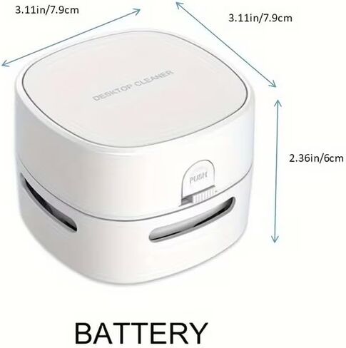 1Pc Handheld Wireless Desktop Vacuum Cleaner, Portable Smart Robotic Duster for Home Office and Study, 1.0KPa Suction, 2XAA Battery Power(Not Included), 60dB Noise, 3.38oz Dust Cup, Plastic Body in Kuwait