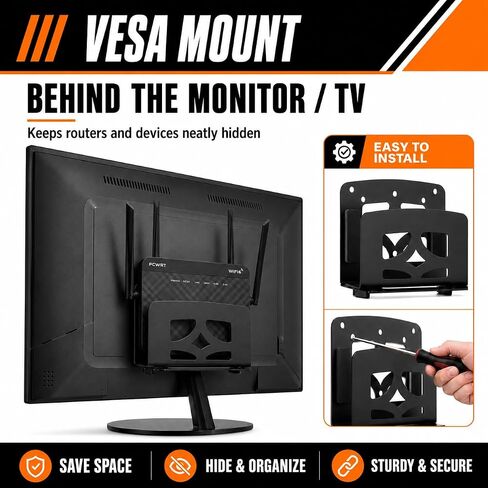 Adjustable Small Device Wall Mount or VESA Mount Holder, Metal Box Bracket in Kuwait