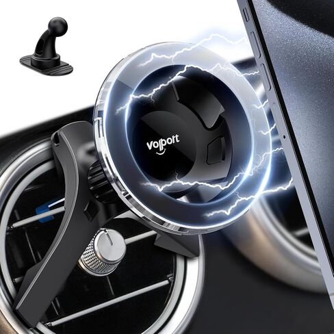 volport for Magsafe Car Mount [Air Vent & Dashboard]: Magnetic Phone Holder for Round/Horizontal/Vertical Vent, Strong Magnet for iPhone 16 15 14 13 12 Pro Max Plus Samsung S24 Ultra Cell Phone Case in Kuwait