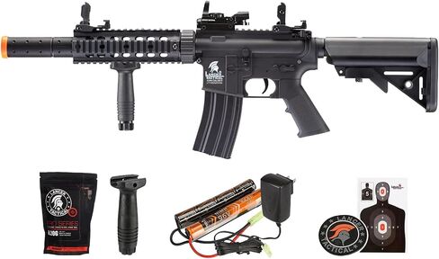 Lancer Tactical Gen 2 Durable Airsoft Gun SD M4 Polymer- Full/Semi-Auto Picatinny AEG Rifle with 0.20g BBS, Charger and Battery-Red Dot & Grip/Full Set in Kuwait