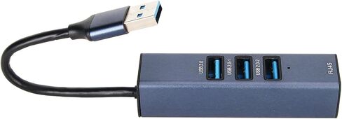 USB to Ethernet Adapter with 4 Ports, USB 3.0 Hub for Laptop Desktop Tablet, 100Mbps RJ45 Network Adapter, 5Gbps Data Transfer, Aluminum Alloy Enclosure in Kuwait