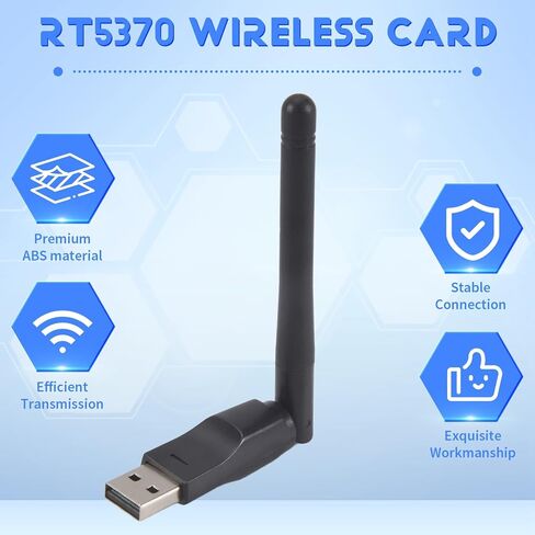 RT5370 Wireless Card Portable 2.4G 150Mbps USB WiFi Adapter WiFi Antenna USB WiFi Receiver for PC and TV Box Easy Install Easy to Use in Kuwait