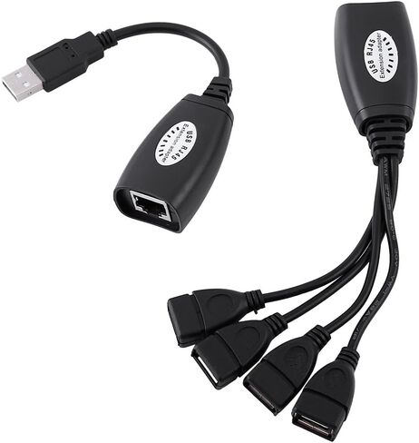 4 - Port USB 2.0 to RJ45 Ethernet Extension Adapter Cable, USB Network Extender for Long - Distance USB Devices up to 50M, Compatible with Cat5 Cat5e Cat6 Cables in Kuwait