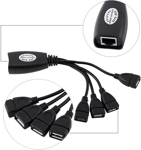 4 - Port USB 2.0 to RJ45 Ethernet Extension Adapter Cable, USB Network Extender for Long - Distance USB Devices up to 50M, Compatible with Cat5 Cat5e Cat6 Cables in Kuwait