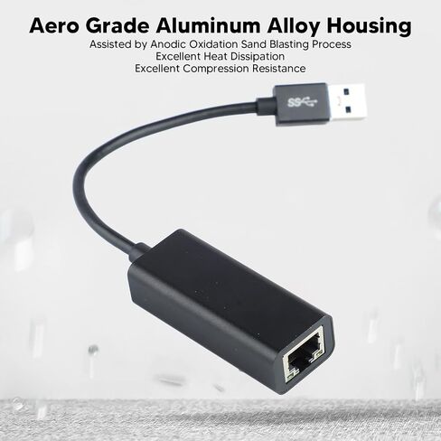 USB C to Ethernet Adapter with Light, USB Type C to RJ45 Gigabit Cable Converter for Tablet Laptop Pro, Aluminum Alloy, Anti Interference in Kuwait