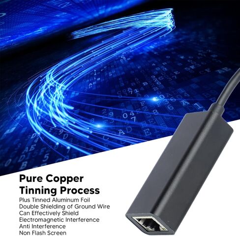 USB C to Ethernet Adapter with Light, USB Type C to RJ45 Gigabit Cable Converter for Tablet Laptop Pro, Aluminum Alloy, Anti Interference in Kuwait