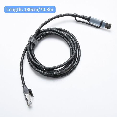 USB C & USB A to RJ45 Ethernet Cable 1.8M, 100Mbps Wired LAN Adapter, Plug and Play Network Cable for Laptop, Desktop, Tablet and Smartphone in Kuwait