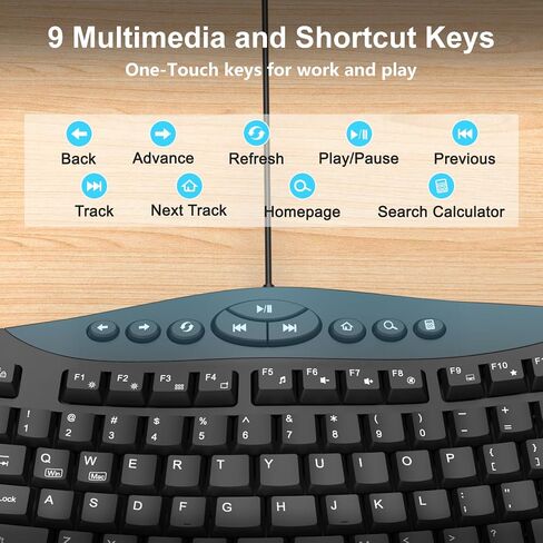 Wired Ergonomic Keyboard, Full-Size USB Computer Keyboard with Wrist Rest in Kuwait