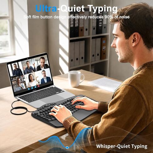 Wired Ergonomic Keyboard, Full-Size USB Computer Keyboard with Wrist Rest in Kuwait