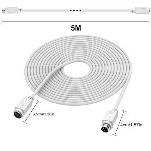 MEIRIYFA PS/2 Mouse and Keyboard Extension Cable (White, 5M) in Kuwait