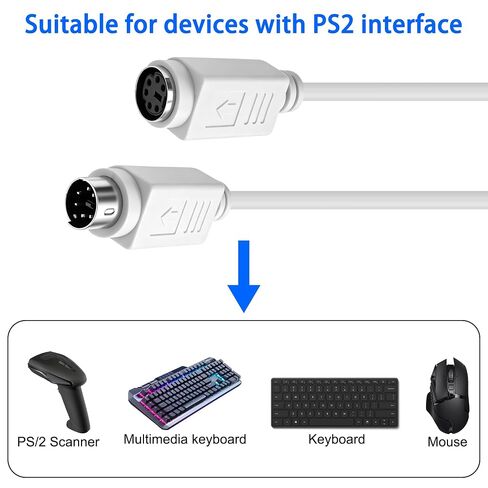 MEIRIYFA PS/2 Mouse and Keyboard Extension Cable (White, 5M) in Kuwait