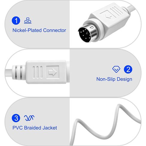 MEIRIYFA PS/2 Mouse and Keyboard Extension Cable (White, 5M) in Kuwait