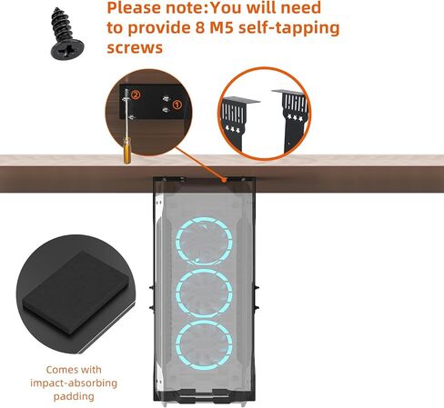 Under Desk PC Mount, Adjustable Computer Tower Mount for 7.9"-13.4" Wide Cases, Heavy Duty CPU Holder Supports up to 77 lbs, Under Desk Computer Case Bracket for Gaming PC, Office, Home and Laboratory in Kuwait