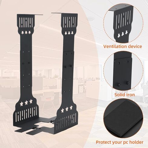 Under Desk PC Mount, Adjustable Computer Tower Mount for 7.9"-13.4" Wide Cases, Heavy Duty CPU Holder Supports up to 77 lbs, Under Desk Computer Case Bracket for Gaming PC, Office, Home and Laboratory in Kuwait