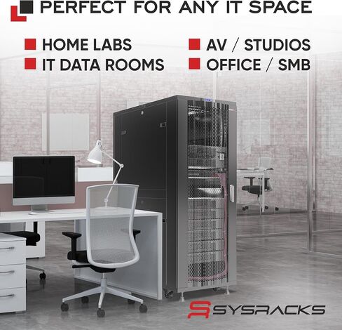 37U Mesh Network Rack Cabinet – 19" Floor Standing Server Rack Enclosure, 24" Deep High-Airflow IT Rack with Fans, Thermostat, PDU and Shelf in Saudi Arabia