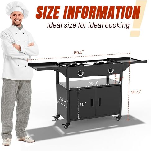 2 Burner Propane Stove,150000 BTU with Cabinet Shelf, Camp Stove to Move in Kuwait
