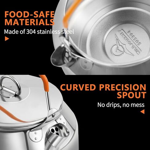 304 Stainless Steel 1.4L Camping Kettle Pot for Coffee & Tea in Kuwait