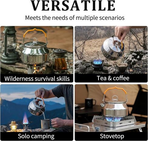 304 Stainless Steel 1.4L Camping Kettle Pot for Coffee & Tea in Kuwait