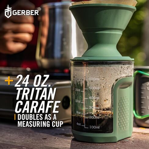 Gerber Gear ComplEAT Coffee Set - Packable Outdoor Camp Kettle & Pour Over Coffee Kit with 2 Qt Stainless Steel Kettle, 24 oz Tritan Carafe & Silicone Pour Over in Kuwait