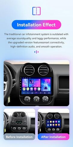 Android 14 Stereo Car Radio Upgrade for Jeep Compass Patriot (2011-2017), 8Core 4G+64G GPS Navigation with 10.1inch QLED Touchscreen Carplay | Android Auto Bluetooth EQ USB Car Tablet in Kuwait