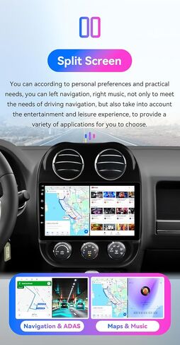 Android 14 Stereo Car Radio Upgrade for Jeep Compass Patriot (2011-2017), 8Core 4G+64G GPS Navigation with 10.1inch QLED Touchscreen Carplay | Android Auto Bluetooth EQ USB Car Tablet in Kuwait