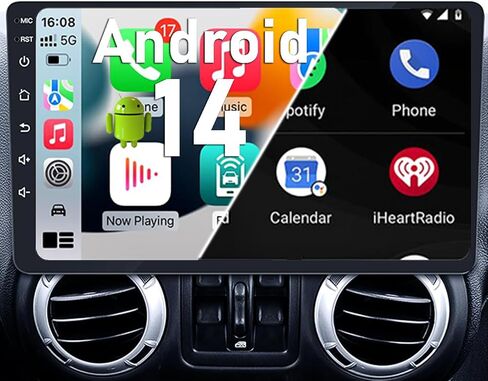 4GB+64GB,Android 14 Car Stereo Radio Upgrade for Jeep Wrangler JK Compass Grand Cherokee Dodge Ram 1500, 10 inch QLED Touchscreen Support Wireless CarPlay Android Auto GPS BT (RAM 4GB+ ROM 64GB) in Kuwait