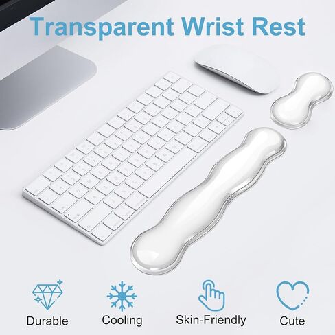Gel Keyboard Wrist Rest Set - Ergonomic Computer Desk Pad for Typing Pain Relief, Cute Silicone Cushion for Support Hand & Arm, Comfortable Wrist Rest for Gaming Laptop Office & Home Accessories in Kuwait