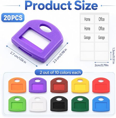 20 PCS Silicone Key Covers Caps, Key Identifier Caps with Adhesive Labels in Kuwait