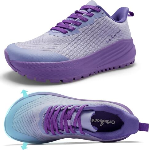 Women's Orthopedic Wide Plantar Fasciitis Shoes, Comfortable Arch Support Diabetic Orthotic Flat Feet Trail Running Athletic Hiking Sneakers, Casual Sports Trekking Walking Shoes for Foot Heel Pain in Kuwait