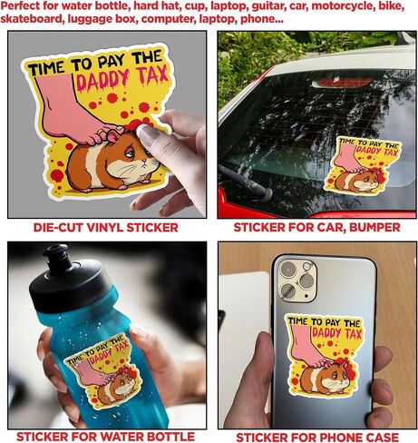 (3Pcs-2") Time to Pay Daddy Tax Sticker Inspired Bookish Reader Lover Die-Cut Waterproof Vinyl Sticker for Laptop Water Bottle Phone Tumbler Decal Stuff Gifts 2 Inches in Kuwait