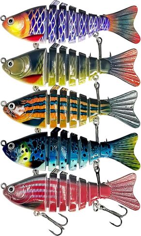 Glide Bait 5PCS Multi Jointed Swimbaits, Slow Sinking Lifelike Fishing Lures with Case for Freshwater & Saltwater Bass Trout Crappie Walleye Pike in Kuwait