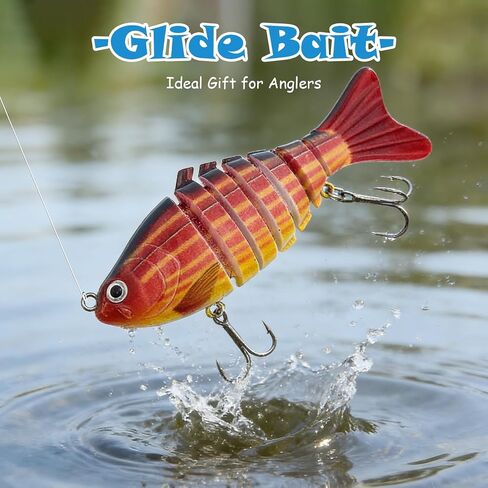Glide Bait 5PCS Multi Jointed Swimbaits, Slow Sinking Lifelike Fishing Lures with Case for Freshwater & Saltwater Bass Trout Crappie Walleye Pike in Kuwait