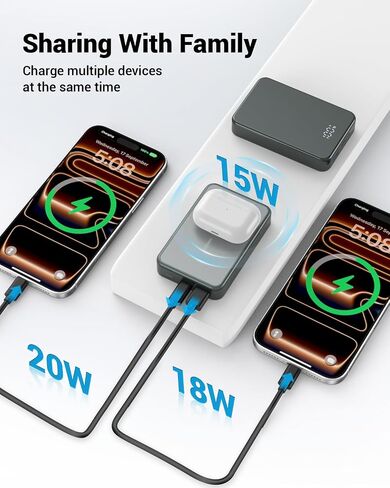 Magnetic Portable Charger for Magsafe Power Bank, 26800mAh 20W PD Large Capacity Aluminum Alloy USB-C in&Out Wireless Fast Charging Battery Pack for iPhone 17Pro Max/16/15/14/13/12 Series, Gray in Saudi Arabia