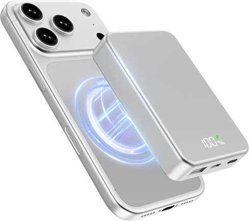 Magnetic Portable Charger for Magsafe Power Bank, 26800mAh 20W PD Large Capacity Aluminum Alloy USB-C in&Out Wireless Fast Charging Battery Pack for iPhone 17Pro Max/16/15/14/13/12 Series, Gray in Saudi Arabia