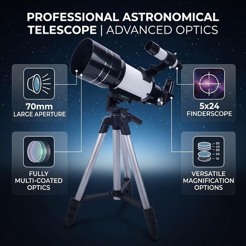 ASHATA Astronomical Telescope 70mm Aperture, 300mm Length Refractor for Moon Viewing in Kuwait