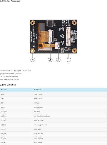 2inch IPS Capacitive Touch LCD Module, 240x320 ST7789P3 SPI Display with CST816D I2C Touch, TF Card Slot, 3.3V/5V for Raspberry Pi Pico Arduino ESP32 in Kuwait