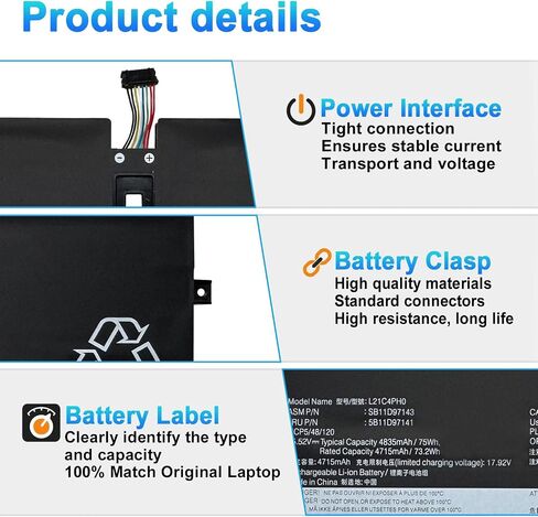 L21C4PH0 L21D4PH0 Battery for Lenovo IdeaPad Yoga 9-14IAP7 82LU in Kuwait